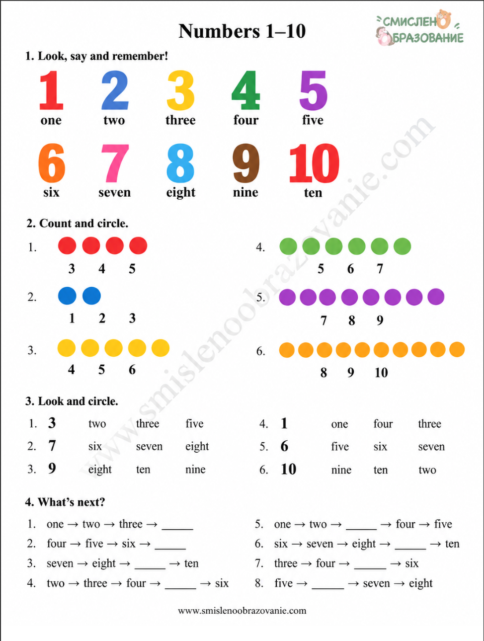 Корица на „Numbers 1-10“